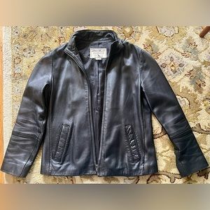 Used Eddie Bauer Black Genuine Lambskin Leather Moto Jacket, Women’s Small.